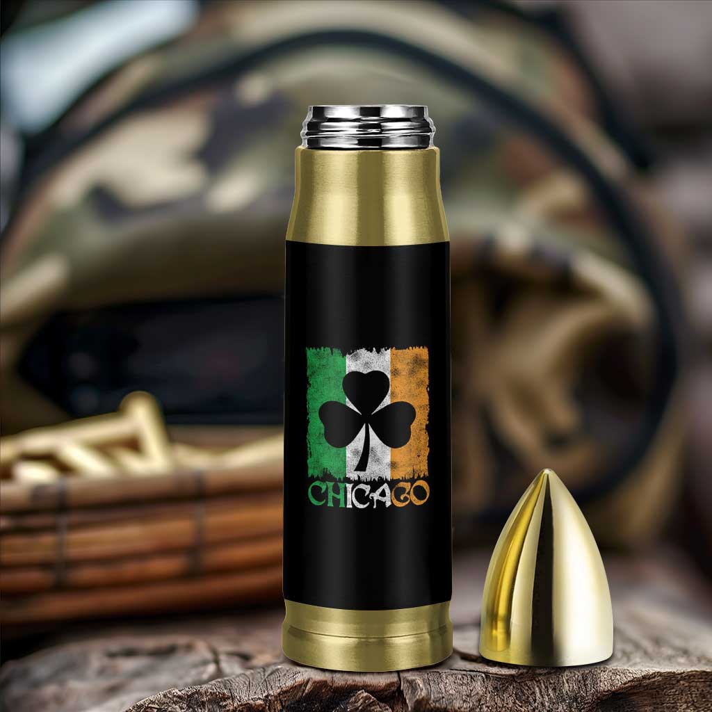 Chicago IL St Patricks Day Bullet Tumbler Distressed Shamrock Vintage Irish Flag