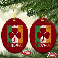 Chicago IL St Patricks Day Ceramic Ornament Distressed Shamrock Vintage Irish Flag