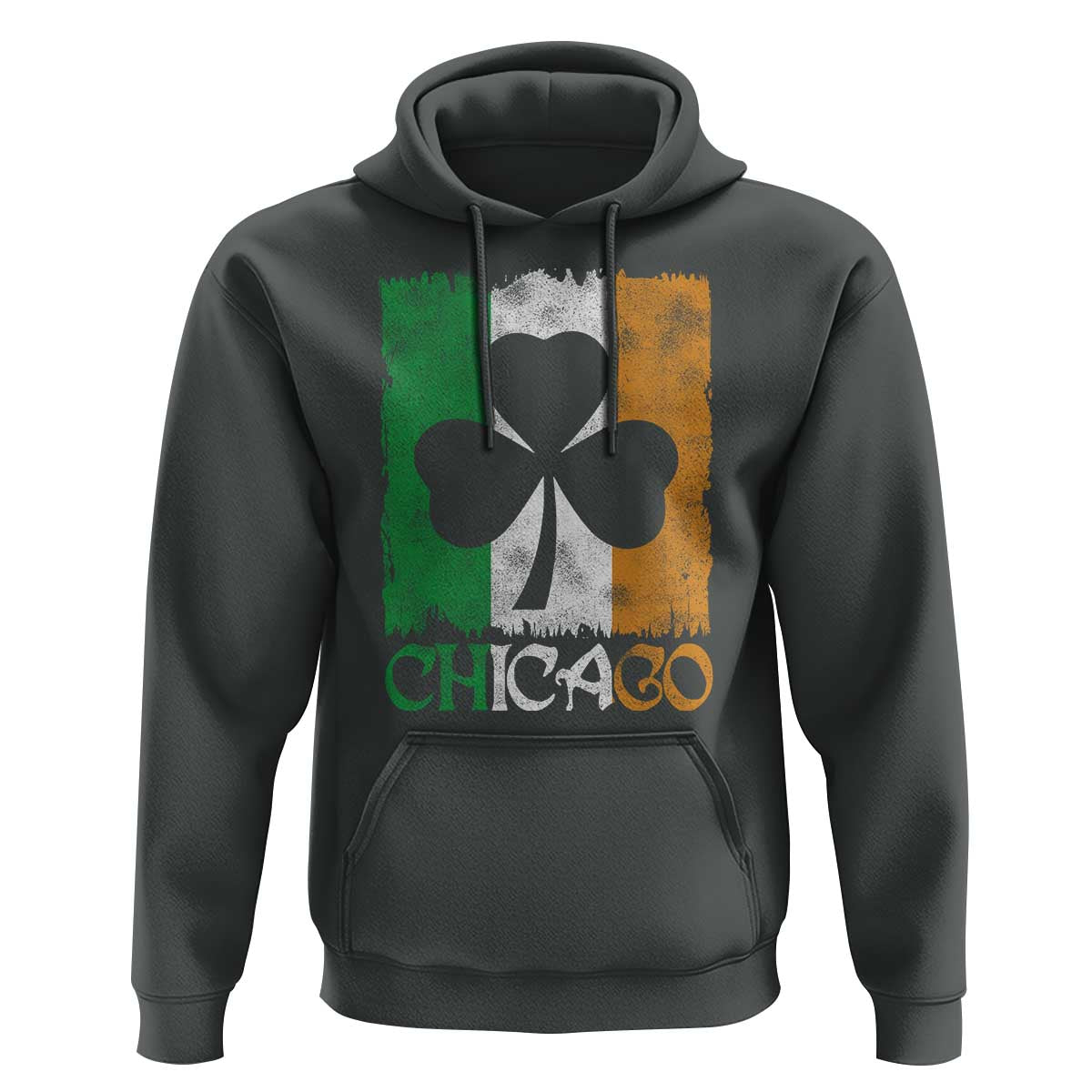 Chicago IL St Patricks Day Hoodie Distressed Shamrock Vintage Irish Flag
