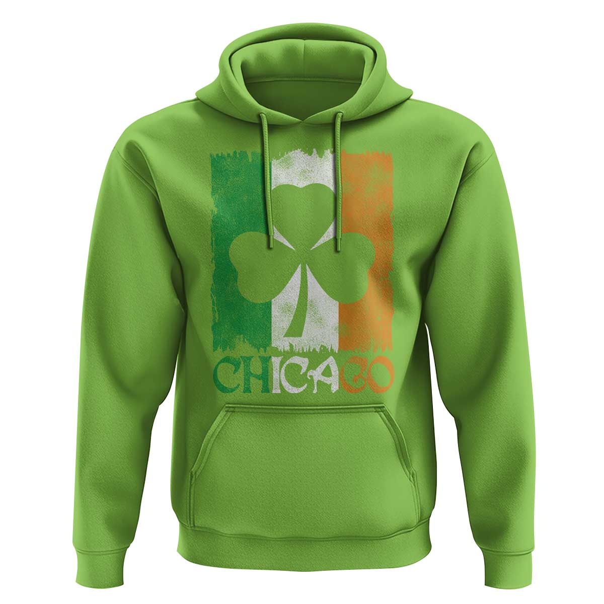 Chicago IL St Patricks Day Hoodie Distressed Shamrock Vintage Irish Flag