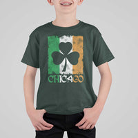 Chicago IL St Patricks Day T Shirt For Kid Distressed Shamrock Vintage Irish Flag