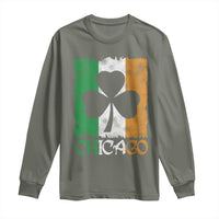 Chicago IL St Patricks Day Long Sleeve Shirt Distressed Shamrock Vintage Irish Flag