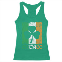 Chicago IL St Patricks Day Racerback Tank Top Distressed Shamrock Vintage Irish Flag