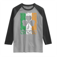 Chicago IL St Patricks Day Raglan Shirt Distressed Shamrock Vintage Irish Flag