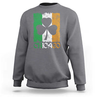 Chicago IL St Patricks Day Sweatshirt Distressed Shamrock Vintage Irish Flag