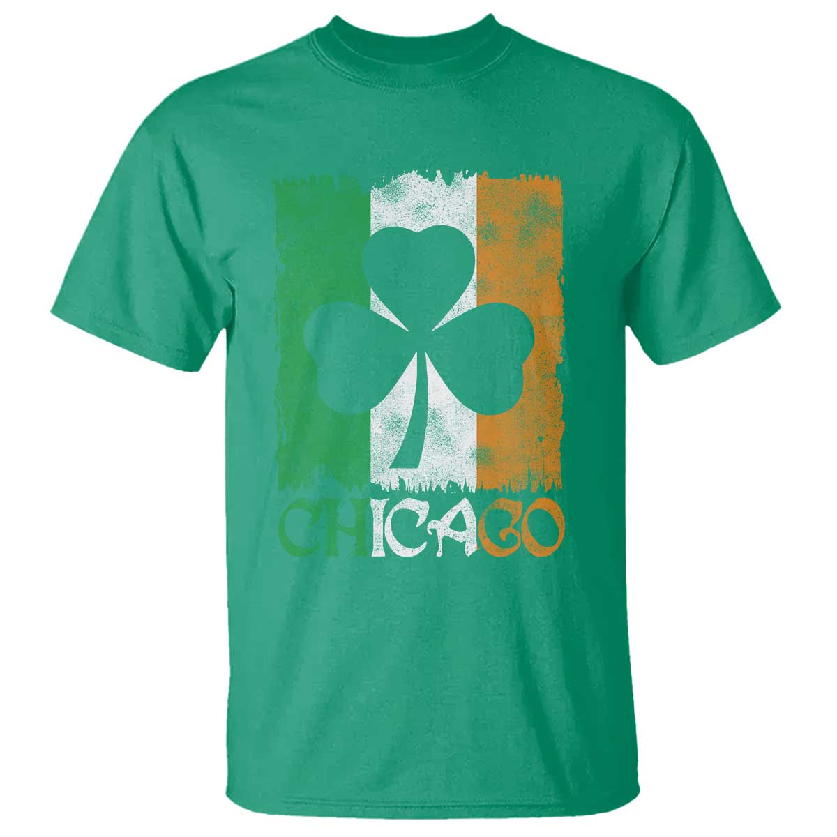 Chicago IL St Patricks Day T Shirt Distressed Shamrock Vintage Irish Flag
