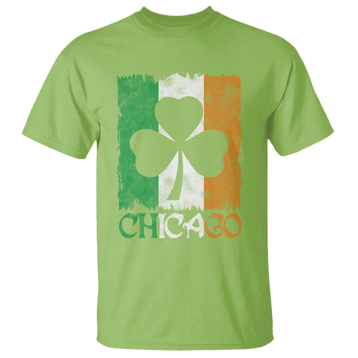 Chicago IL St Patricks Day T Shirt Distressed Shamrock Vintage Irish Flag