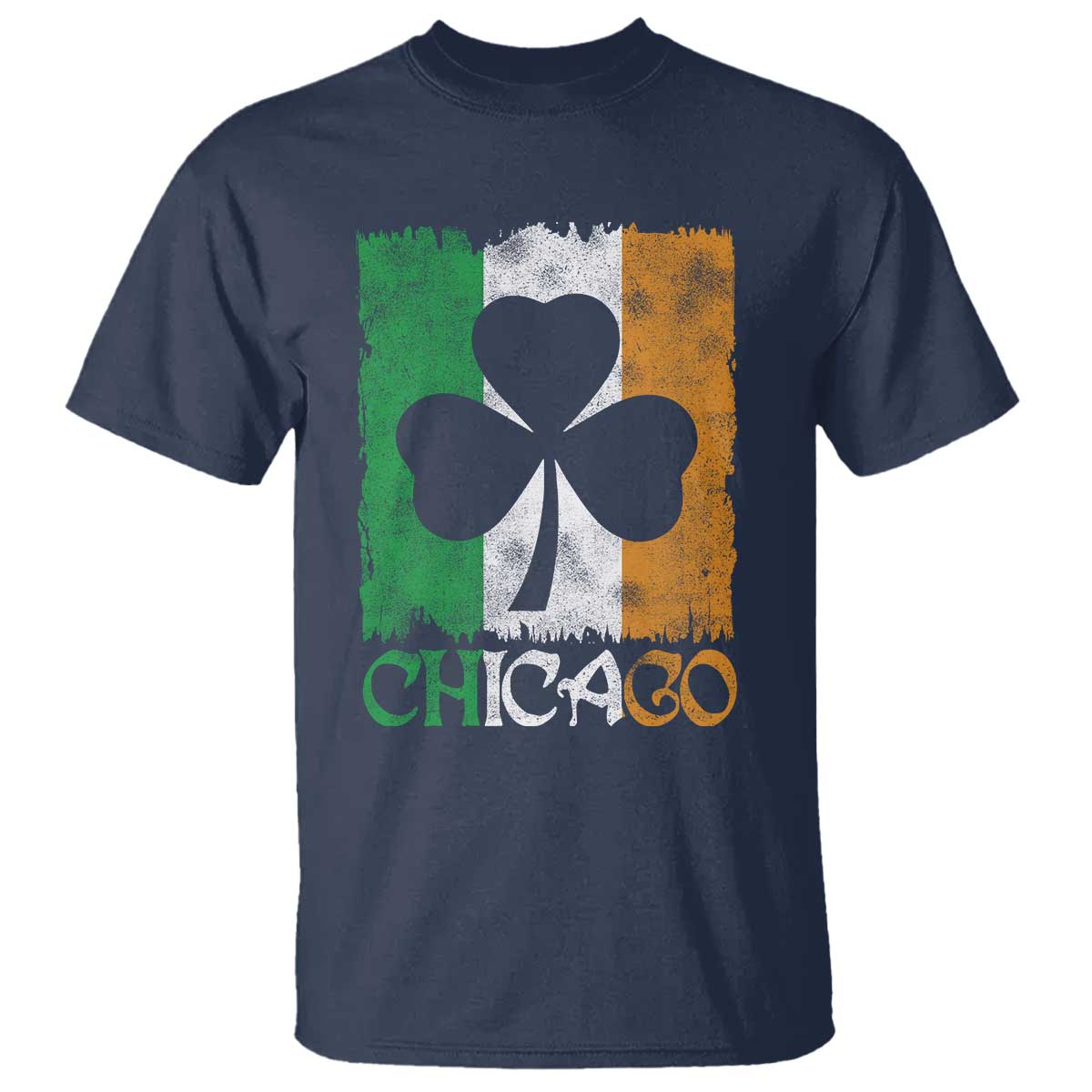 Chicago IL St Patricks Day T Shirt Distressed Shamrock Vintage Irish Flag