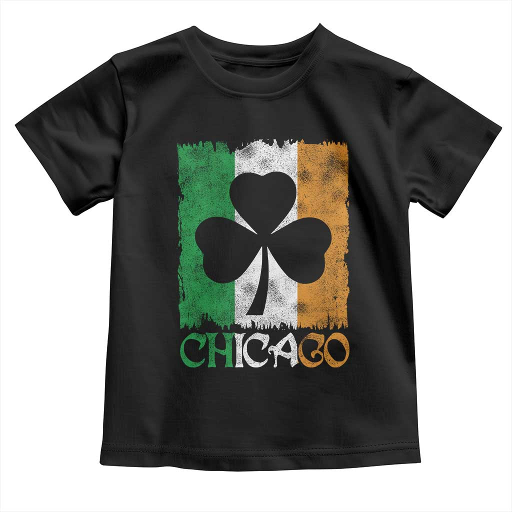 Chicago IL St Patricks Day Toddler T Shirt Distressed Shamrock Vintage Irish Flag