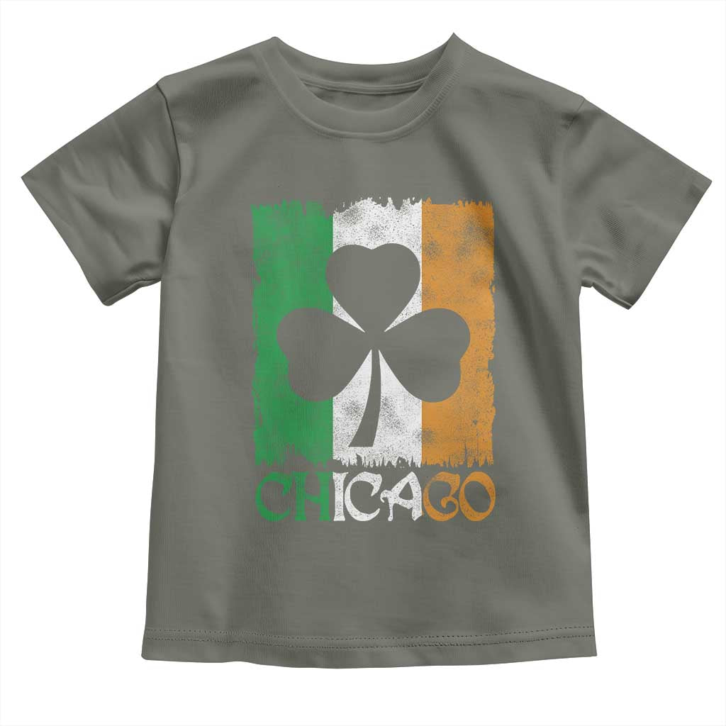 Chicago IL St Patricks Day Toddler T Shirt Distressed Shamrock Vintage Irish Flag