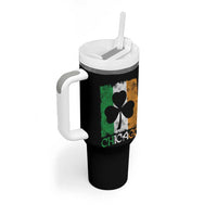 Chicago IL St Patricks Day Tumbler With Handle Distressed Shamrock Vintage Irish Flag