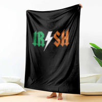 Funny Irish Rocker St Patricks Day Lightning Bolt Rock Music Lover Throw Blanket