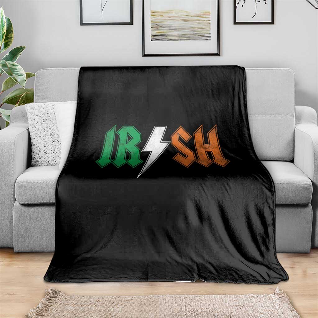 Funny Irish Rocker St Patricks Day Lightning Bolt Rock Music Lover Throw Blanket