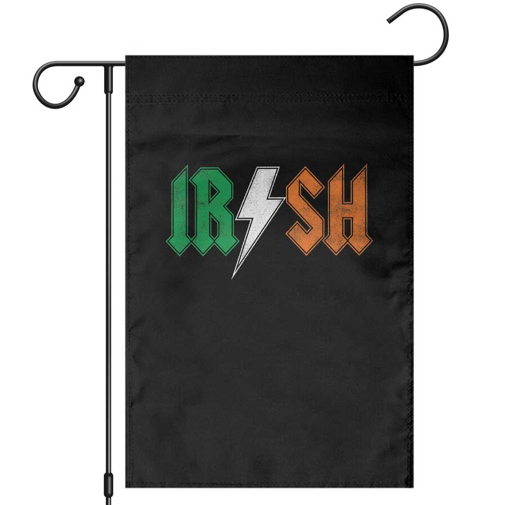 Funny Irish Rocker St Patricks Day Lightning Bolt Rock Music Lover Garden Flag