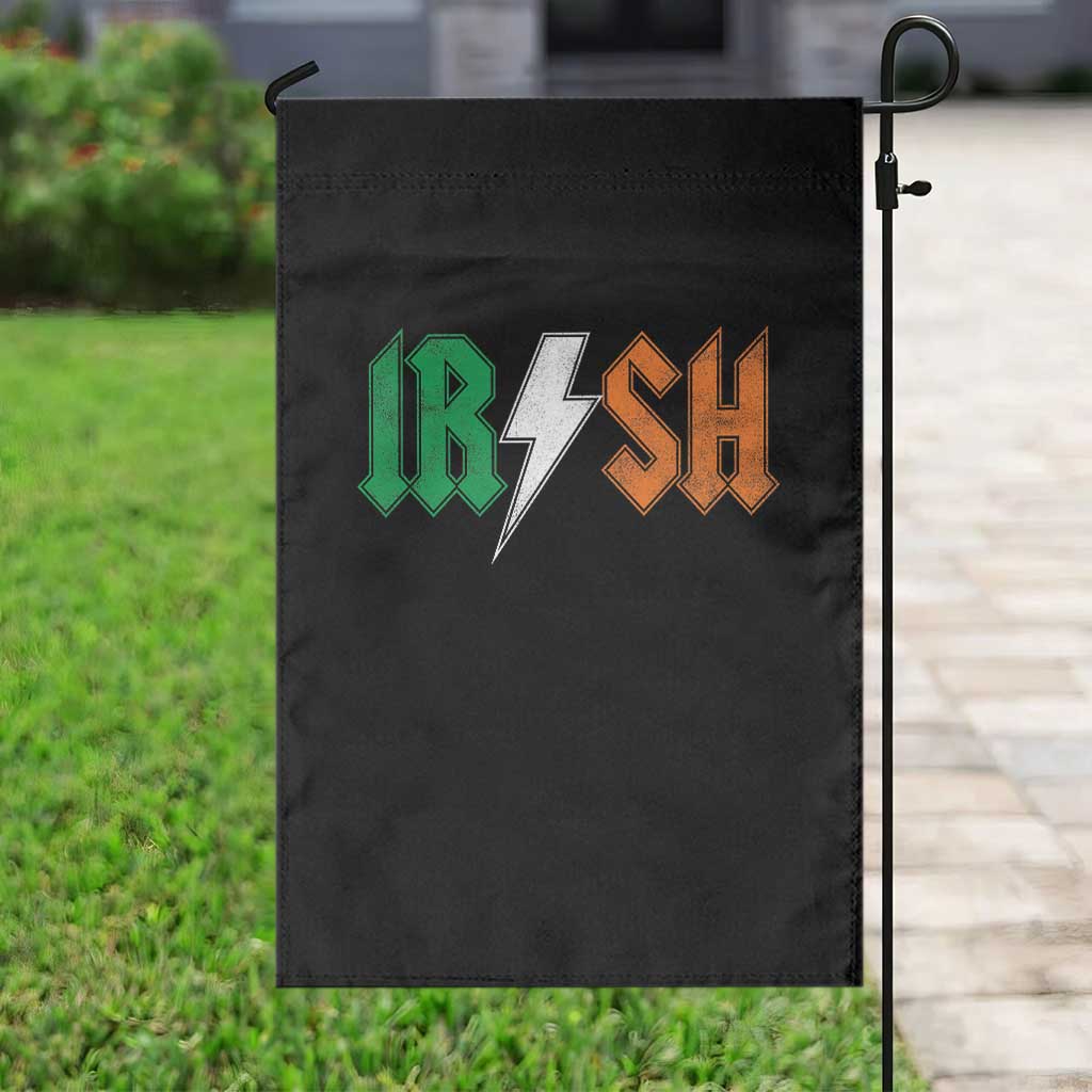 Funny Irish Rocker St Patricks Day Lightning Bolt Rock Music Lover Garden Flag