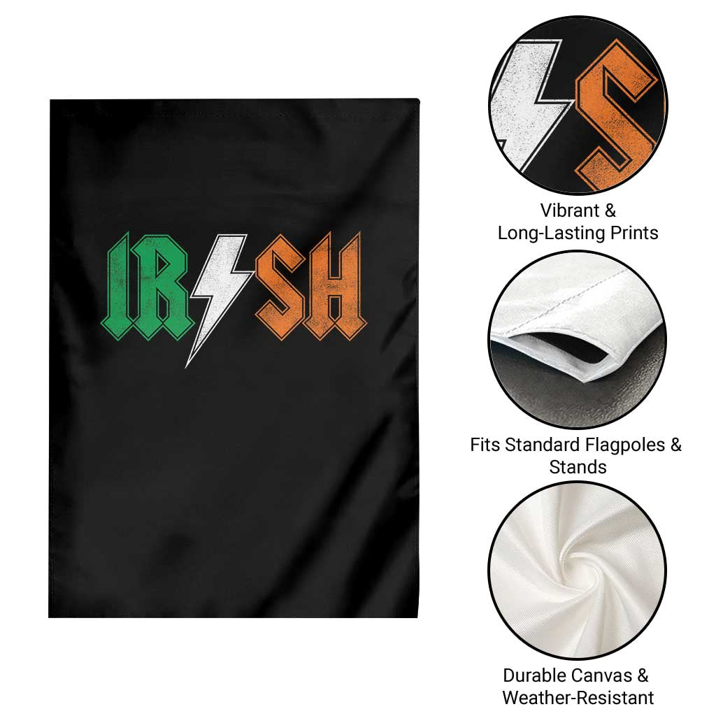 Funny Irish Rocker St Patricks Day Lightning Bolt Rock Music Lover Garden Flag