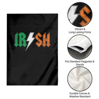 Funny Irish Rocker St Patricks Day Lightning Bolt Rock Music Lover Garden Flag