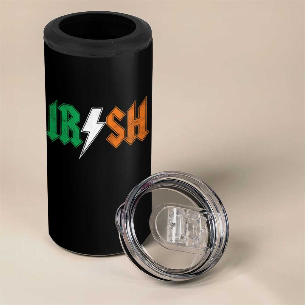 Funny Irish Rocker St Patricks Day Lightning Bolt Rock Music Lover 4 in 1 Can Cooler Tumbler