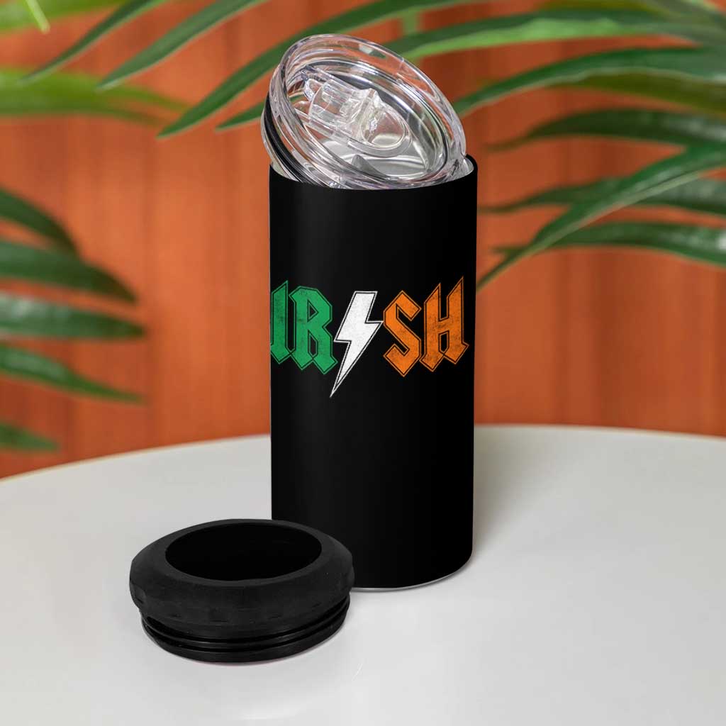 Funny Irish Rocker St Patricks Day Lightning Bolt Rock Music Lover 4 in 1 Can Cooler Tumbler