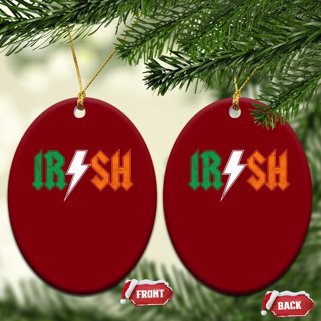 Funny Irish Rocker St Patricks Day Lightning Bolt Rock Music Lover Ceramic Ornament