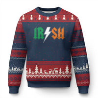 Funny Irish Rocker St Patricks Day Lightning Bolt Rock Music Lover Ugly Christmas Sweater