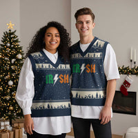 Funny Irish Rocker St Patricks Day Lightning Bolt Rock Music Lover V-Neck Knit Sweater Vest