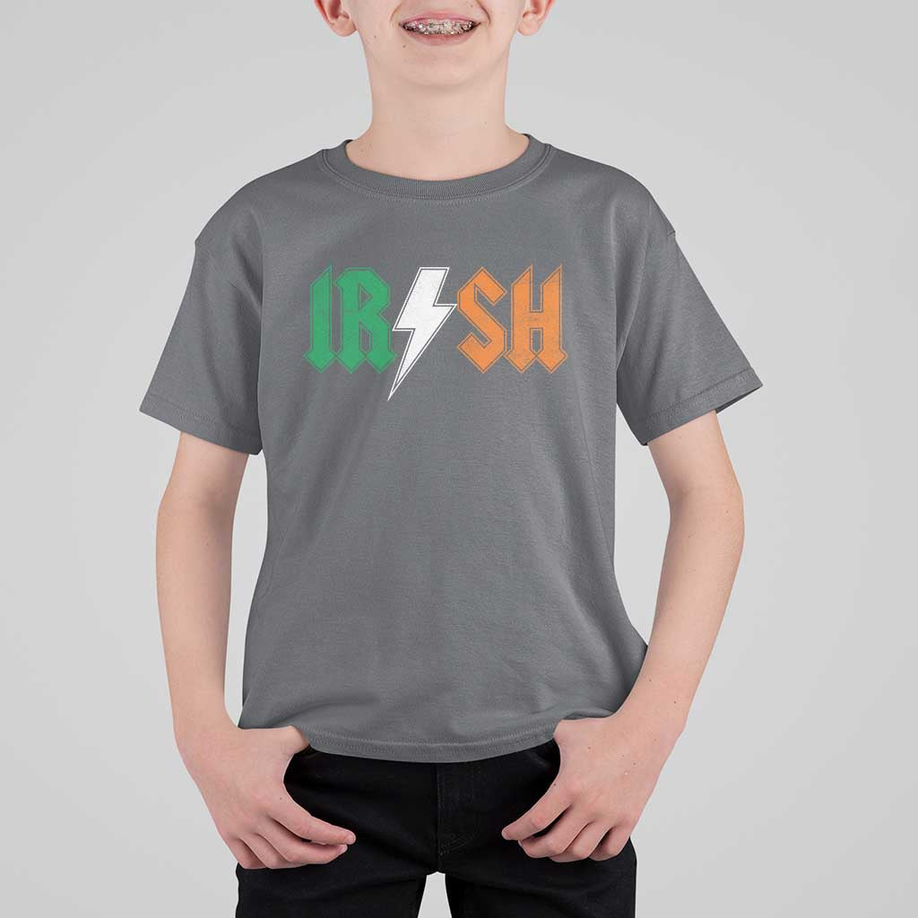 Funny Irish Rocker St Patricks Day Lightning Bolt Rock Music Lover T Shirt For Kid