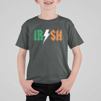 Funny Irish Rocker St Patricks Day Lightning Bolt Rock Music Lover T Shirt For Kid