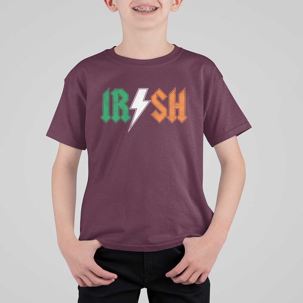 Funny Irish Rocker St Patricks Day Lightning Bolt Rock Music Lover T Shirt For Kid
