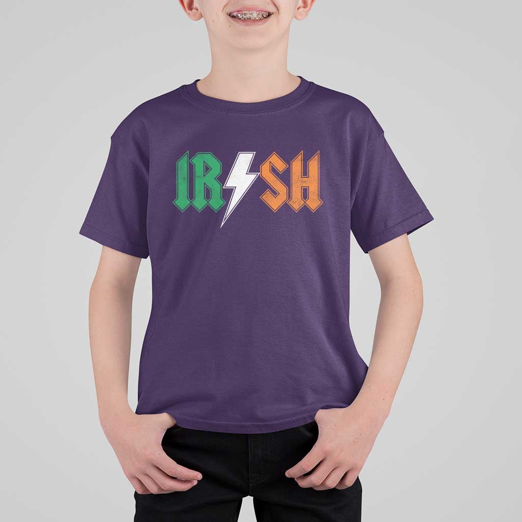 Funny Irish Rocker St Patricks Day Lightning Bolt Rock Music Lover T Shirt For Kid