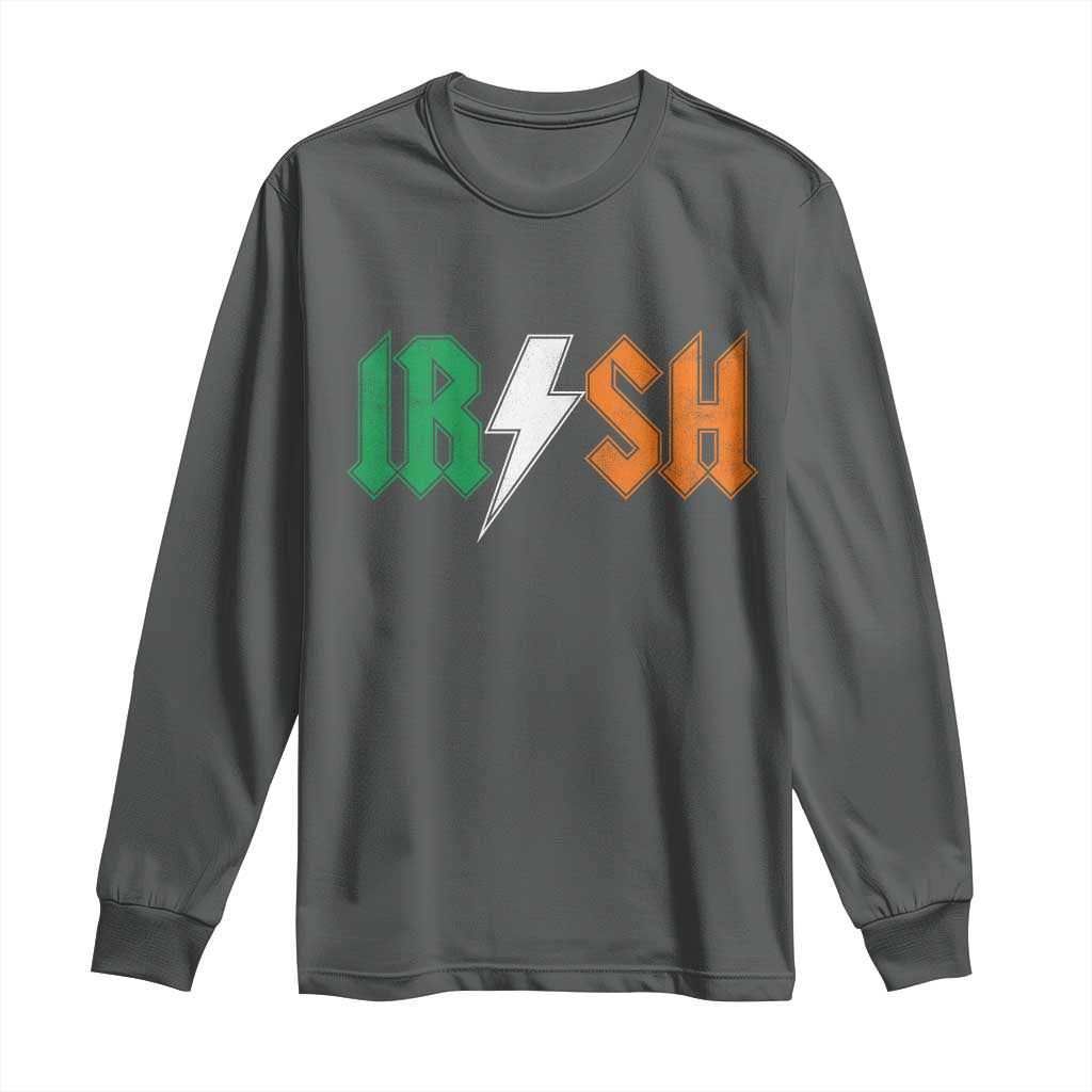 Funny Irish Rocker St Patricks Day Lightning Bolt Rock Music Lover Long Sleeve Shirt