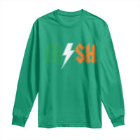 Funny Irish Rocker St Patricks Day Lightning Bolt Rock Music Lover Long Sleeve Shirt