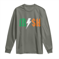 Funny Irish Rocker St Patricks Day Lightning Bolt Rock Music Lover Long Sleeve Shirt