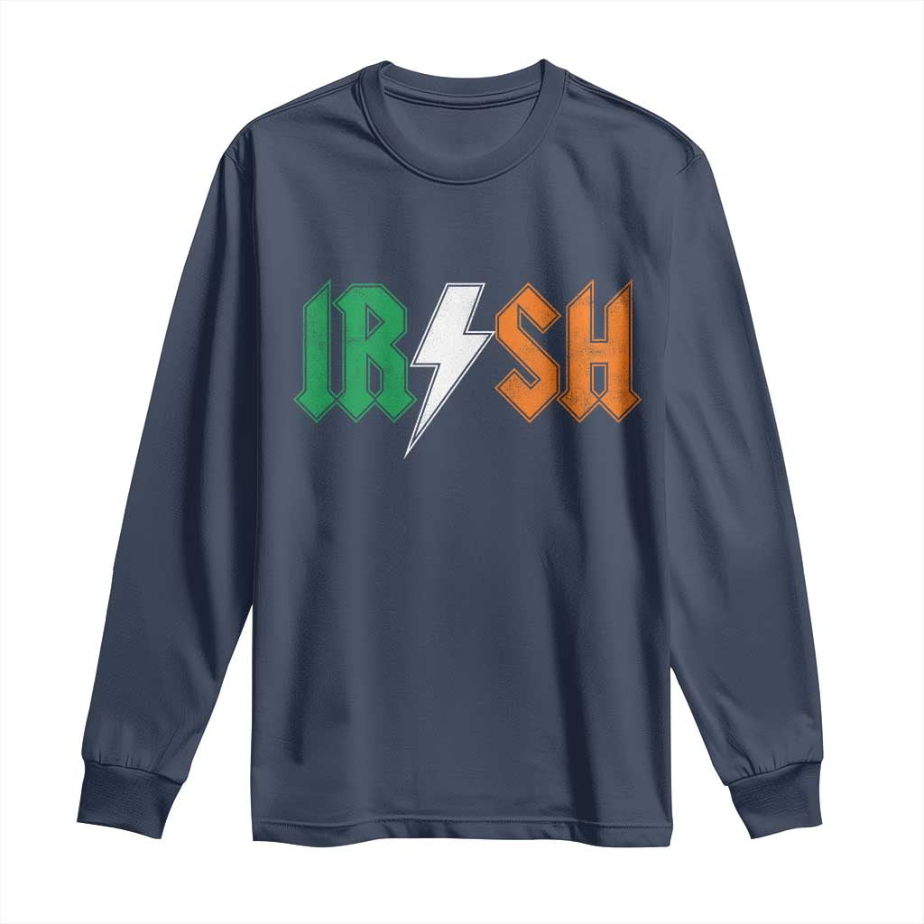 Funny Irish Rocker St Patricks Day Lightning Bolt Rock Music Lover Long Sleeve Shirt