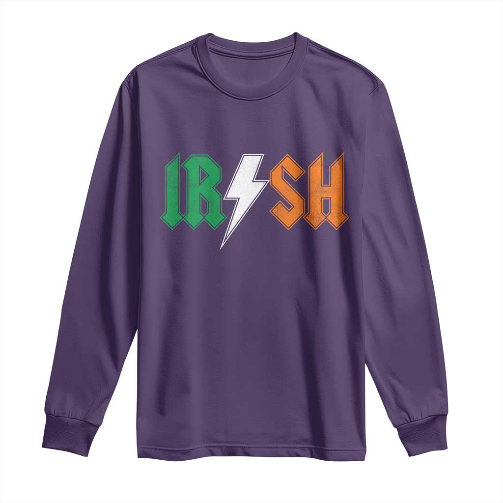 Funny Irish Rocker St Patricks Day Lightning Bolt Rock Music Lover Long Sleeve Shirt