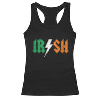 Funny Irish Rocker St Patricks Day Lightning Bolt Rock Music Lover Racerback Tank Top