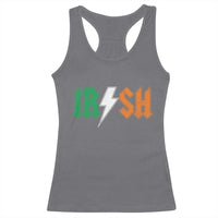 Funny Irish Rocker St Patricks Day Lightning Bolt Rock Music Lover Racerback Tank Top