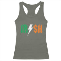 Funny Irish Rocker St Patricks Day Lightning Bolt Rock Music Lover Racerback Tank Top