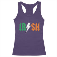 Funny Irish Rocker St Patricks Day Lightning Bolt Rock Music Lover Racerback Tank Top