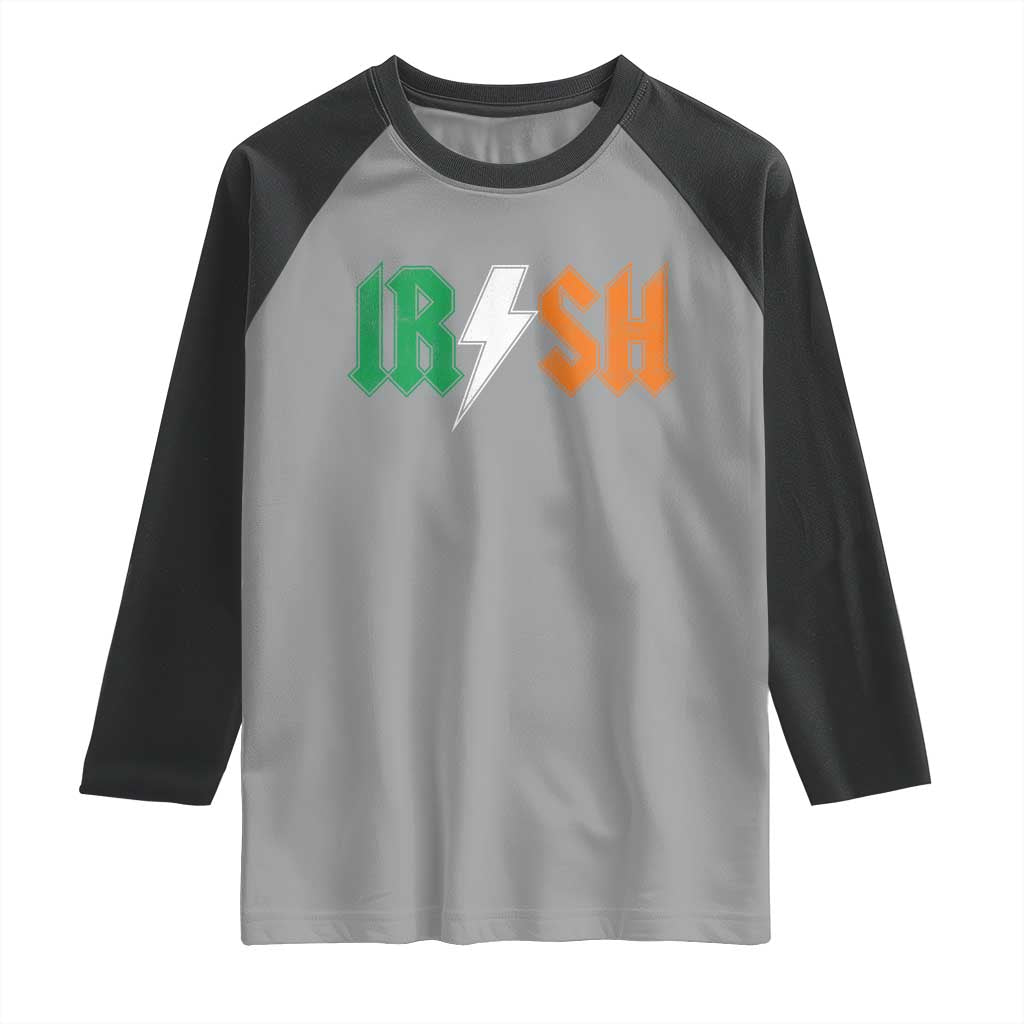 Funny Irish Rocker St Patricks Day Lightning Bolt Rock Music Lover Raglan Shirt