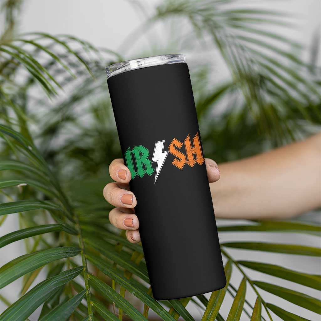 Funny Irish Rocker St Patricks Day Lightning Bolt Rock Music Lover Skinny Tumbler