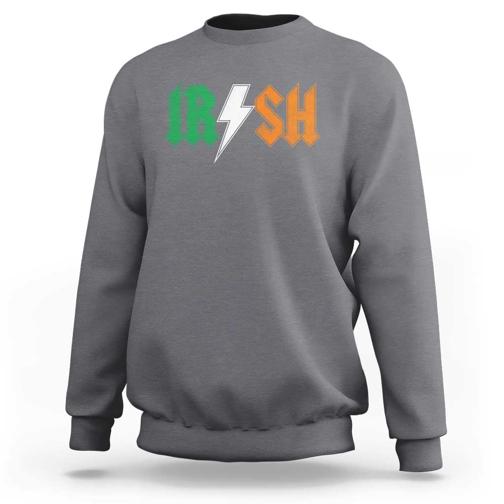 Funny Irish Rocker St Patricks Day Lightning Bolt Rock Music Lover Sweatshirt