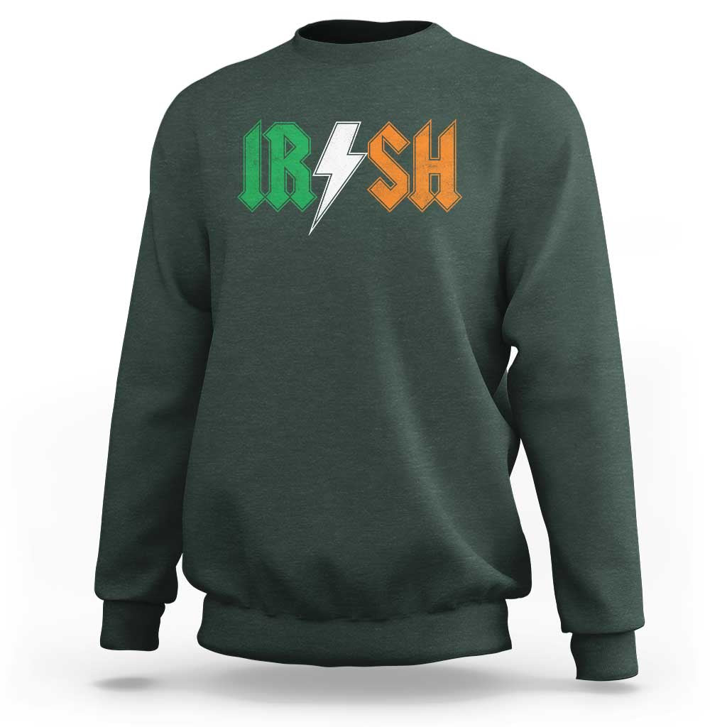Funny Irish Rocker St Patricks Day Lightning Bolt Rock Music Lover Sweatshirt
