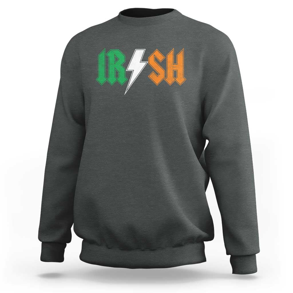 Funny Irish Rocker St Patricks Day Lightning Bolt Rock Music Lover Sweatshirt