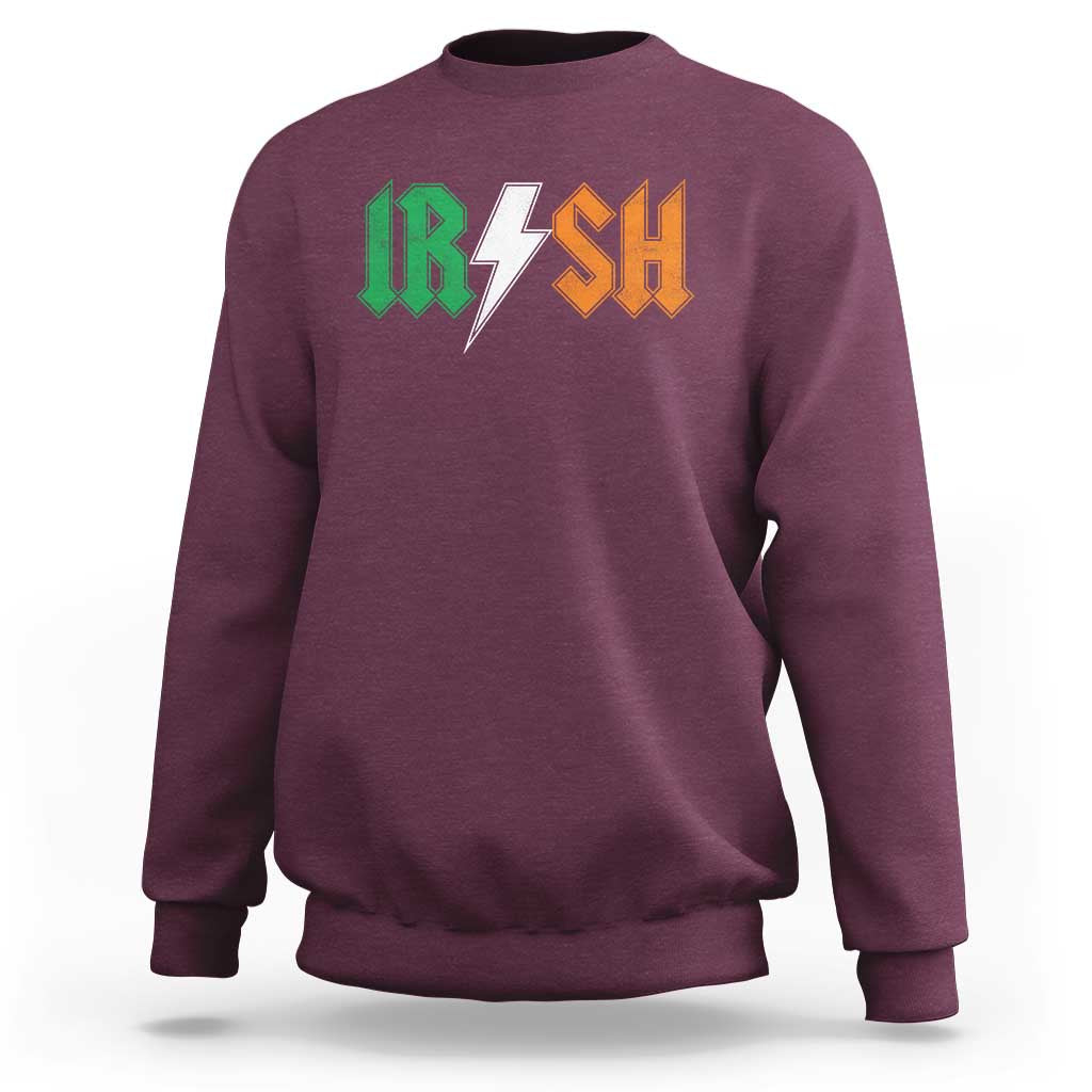 Funny Irish Rocker St Patricks Day Lightning Bolt Rock Music Lover Sweatshirt