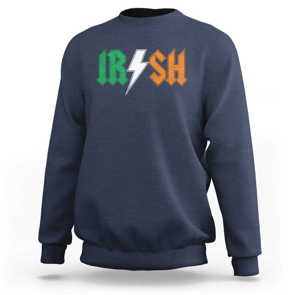 Funny Irish Rocker St Patricks Day Lightning Bolt Rock Music Lover Sweatshirt