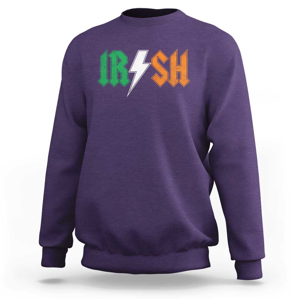 Funny Irish Rocker St Patricks Day Lightning Bolt Rock Music Lover Sweatshirt