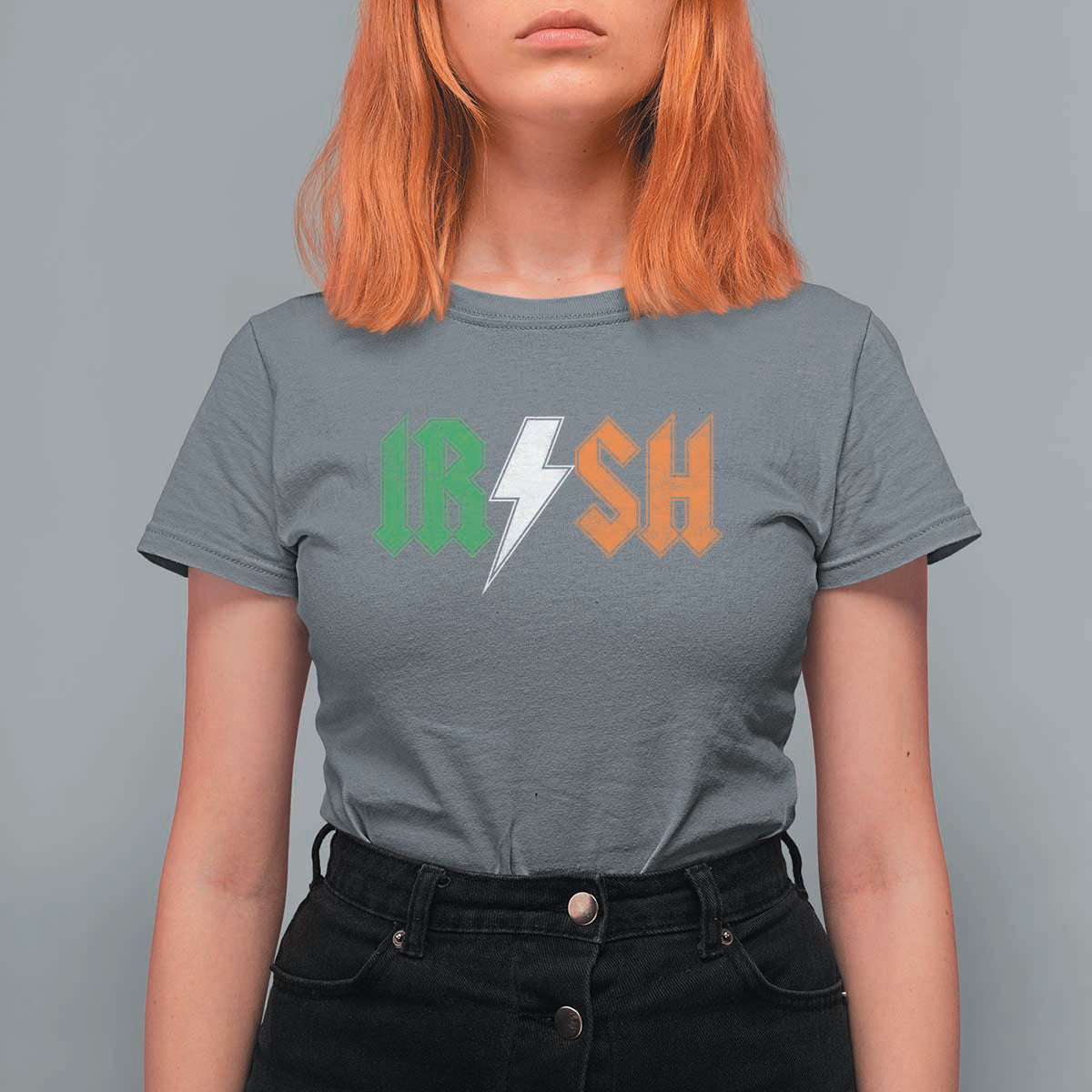 Funny Irish Rocker St Patricks Day Lightning Bolt Rock Music Lover T Shirt For Women