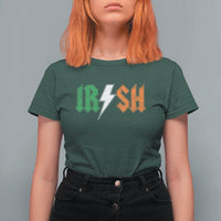 Funny Irish Rocker St Patricks Day Lightning Bolt Rock Music Lover T Shirt For Women