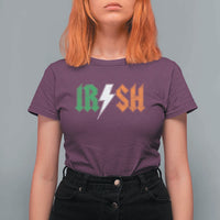 Funny Irish Rocker St Patricks Day Lightning Bolt Rock Music Lover T Shirt For Women